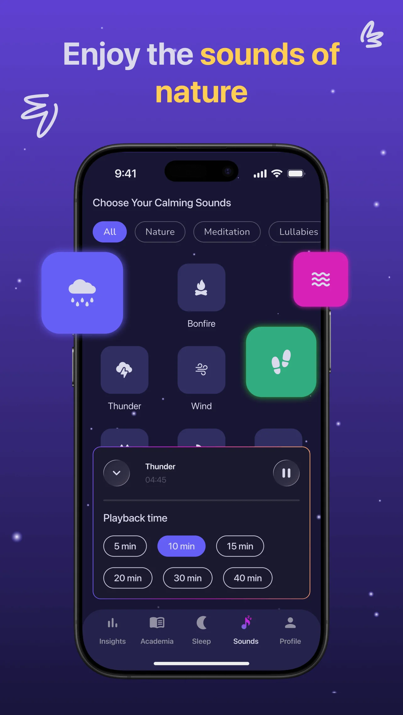 Calming sounds library